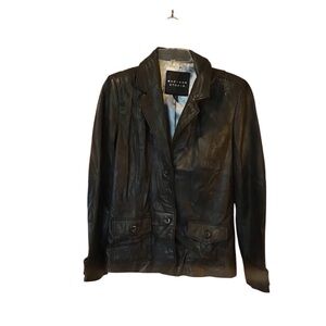 Madison Studio Black Leather Jacket Size Medium